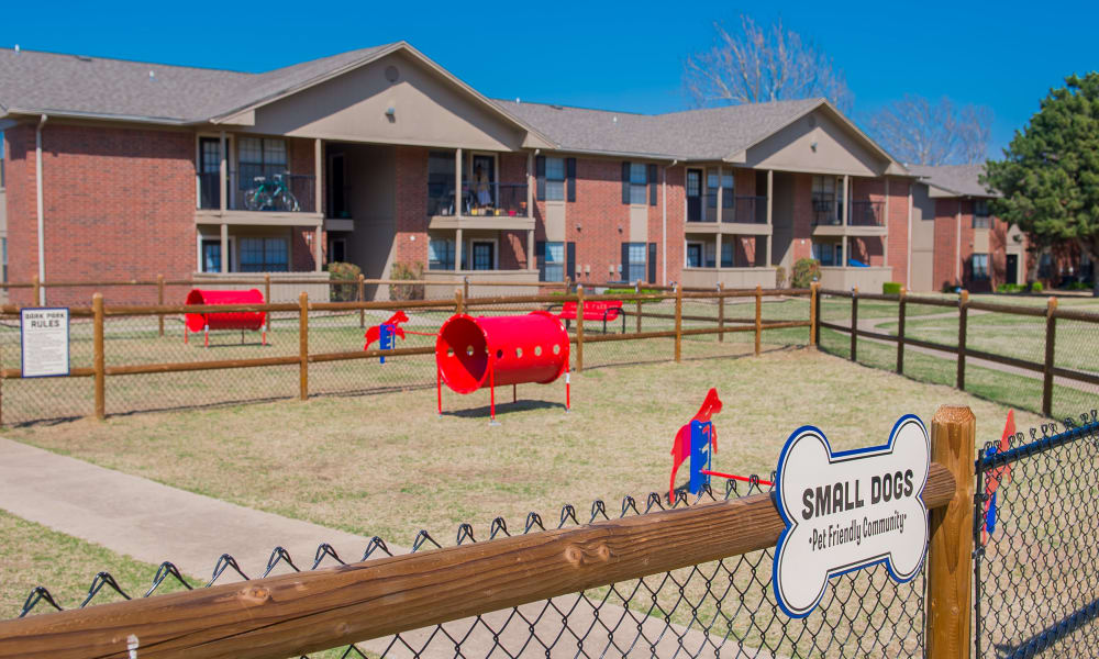 An onsite dog park at Waters Edge in Oklahoma City, OK