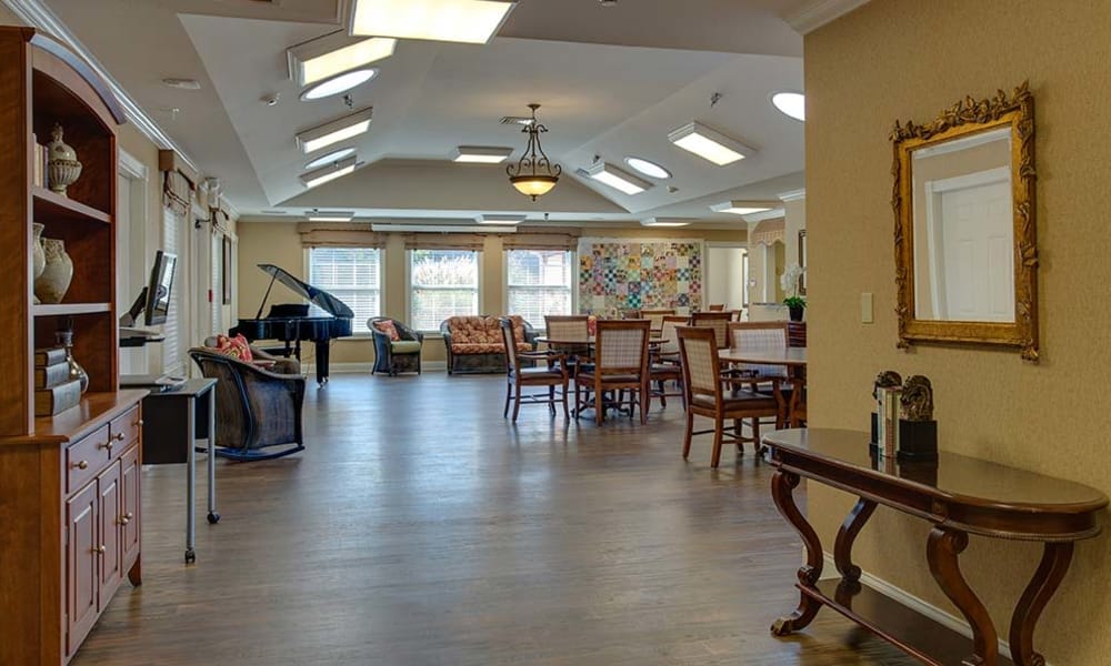 Music corner in the dining hall at Parkwood Meadows Senior Living in Sainte Genevieve, MO
