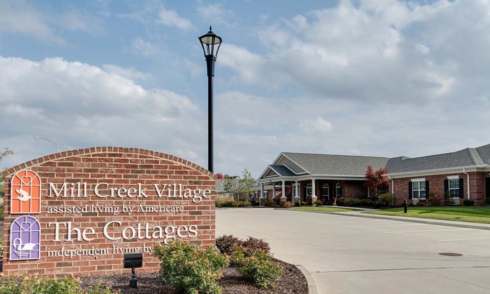 Branding and Signage outside of Mill Creek Village Senior Living in Columbia, Missouri