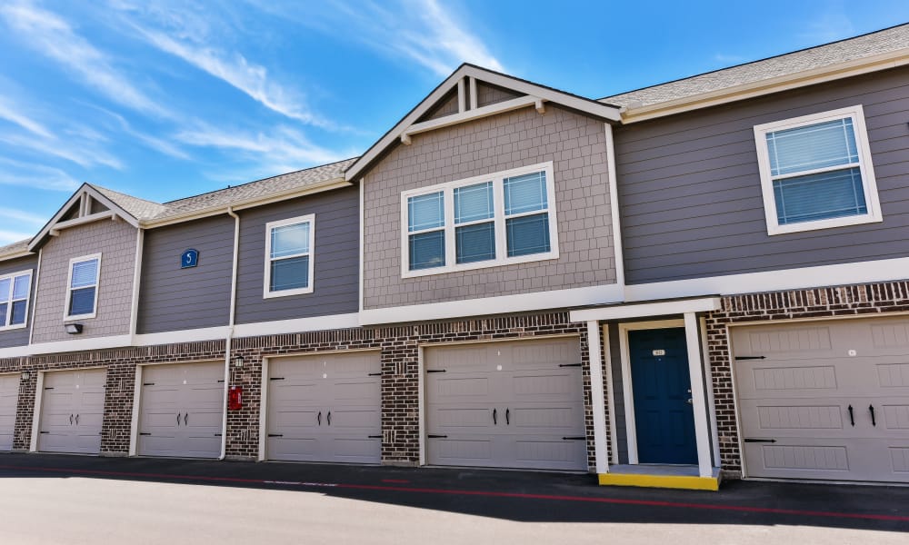 Private garages available at Cottages at Abbey Glen Apartments in Lubbock, Texas