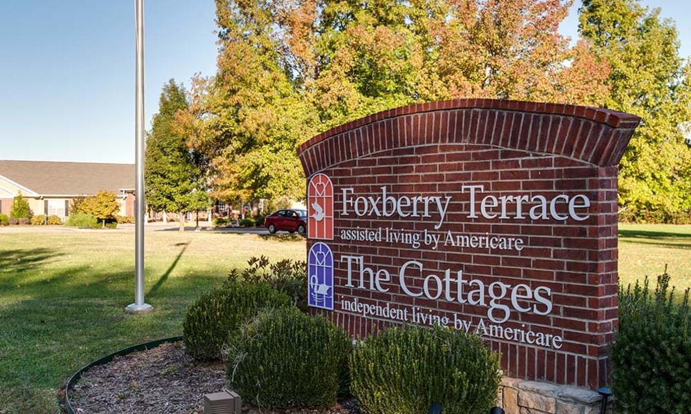 Branding and Signage outside of Foxberry Terrace Senior Living in Webb City, Missouri