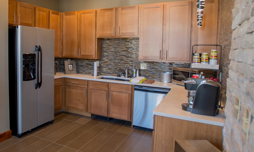 Clubhouse kitchen at Icon at Norman in Norman, Oklahoma