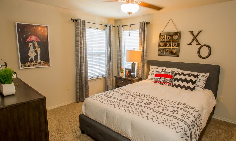 Bright bedroom with a view at Tuscany Ranch in Waco, Texas