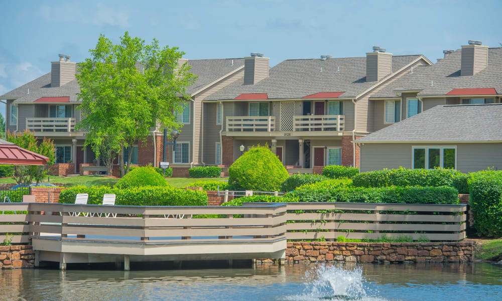 Beautiful exterior of Sheridan Pond in Tulsa, Oklahoma