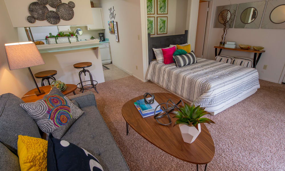 An apartment living room at Summerfield Place Apartments in Oklahoma City, OK