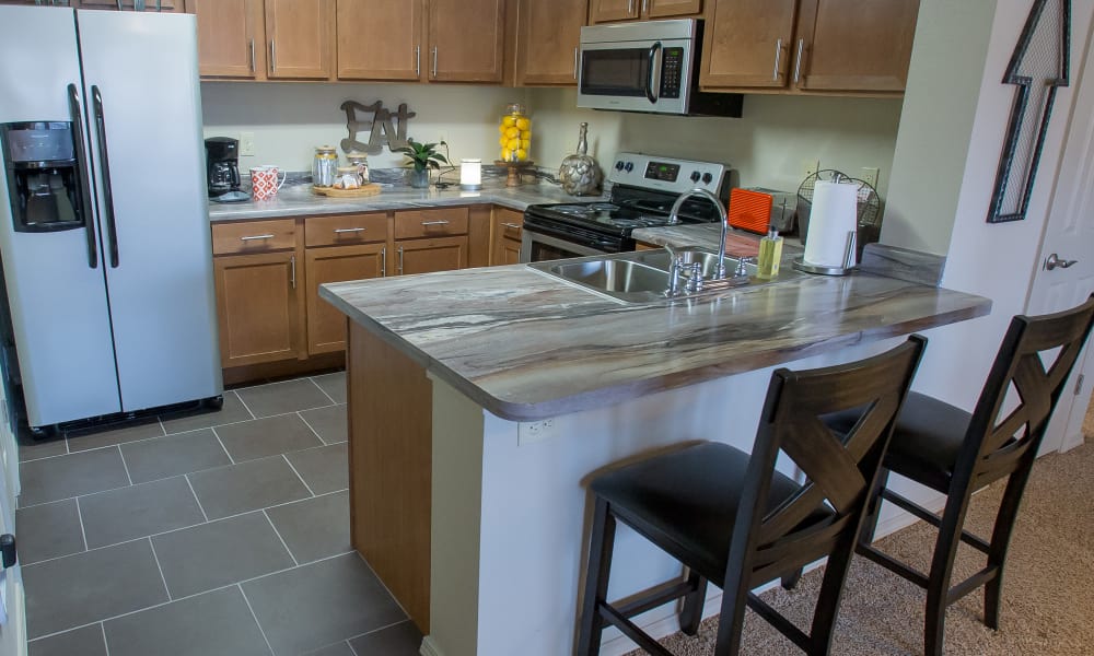 Bright kitchen at Portofino Apartments in Wichita, Kansas