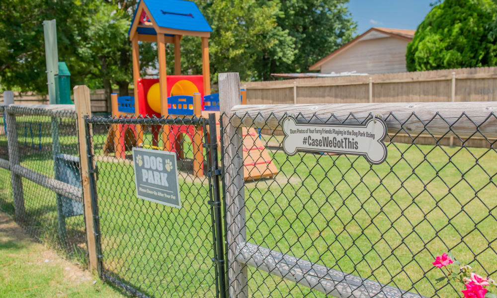 A dog park and playground near Villas at Aspen Park in Broken Arrow, Oklahoma