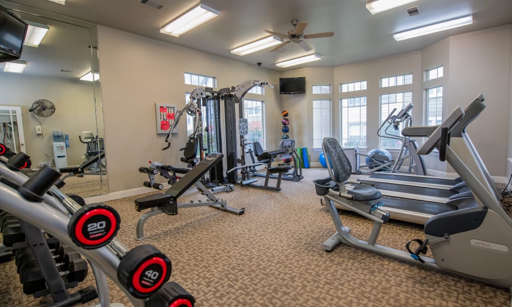 The fitness center at Colonies at Hillside in Amarillo, Texas