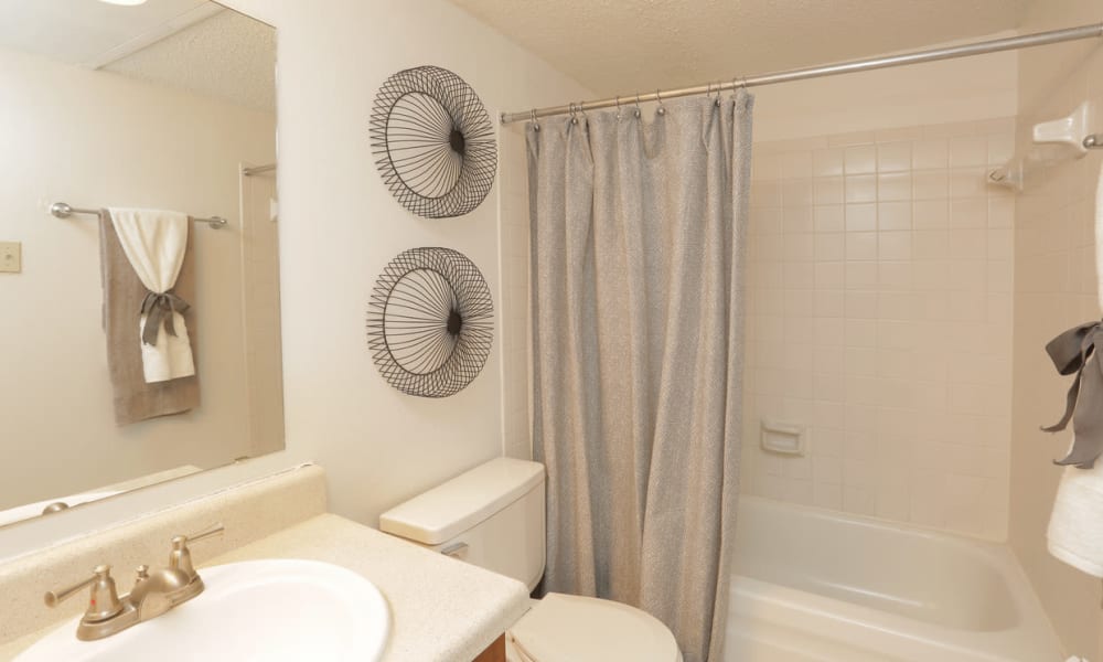 A bright bathroom at Double Tree Apartments in El Paso, Texas