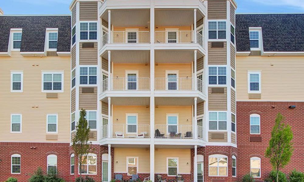 Senior apartments with balconies at Keystone Villa at Ephrata in Ephrata, Pennsylvania