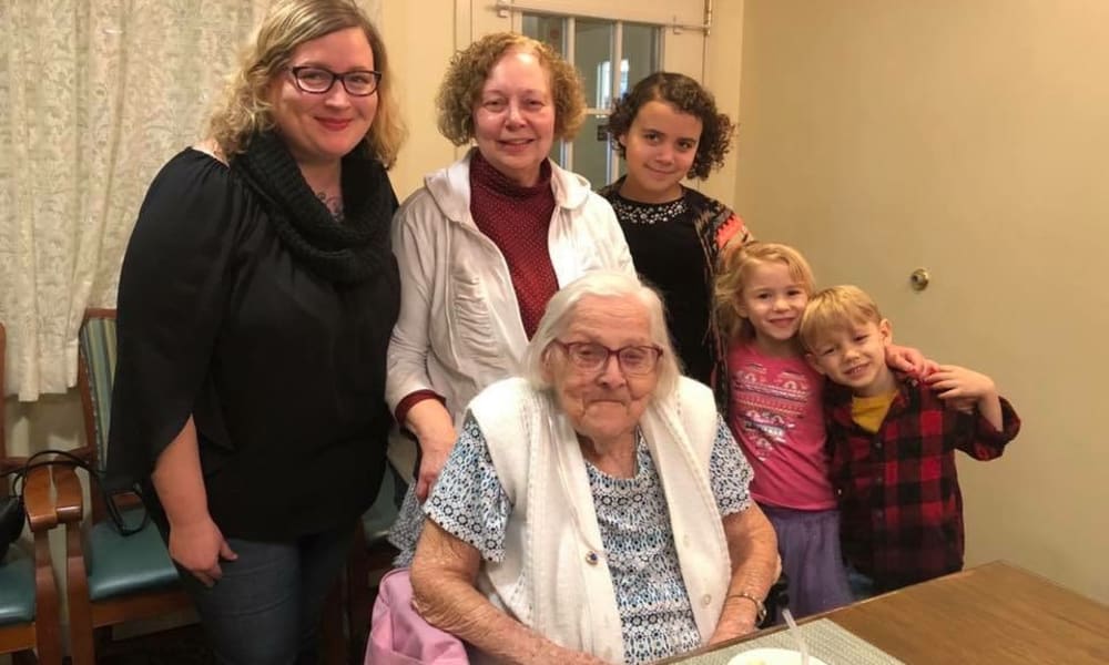 Residents with family at Chestnut Knoll in Boyertown, Pennsylvania