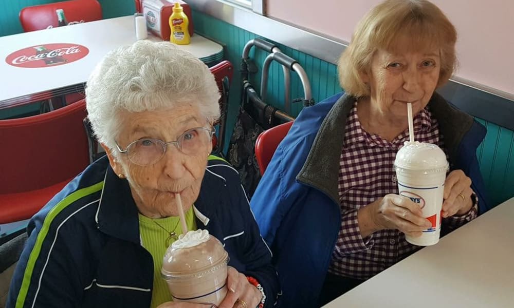 Residents enjoying milkshakes at Chestnut Knoll in Boyertown, Pennsylvania