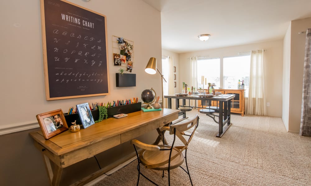 An apartment work station at Colonies at Hillside in Amarillo, Texas