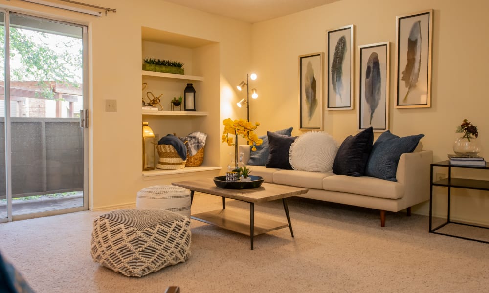 An apartment living room at Newport Apartments in Amarillo, Texas