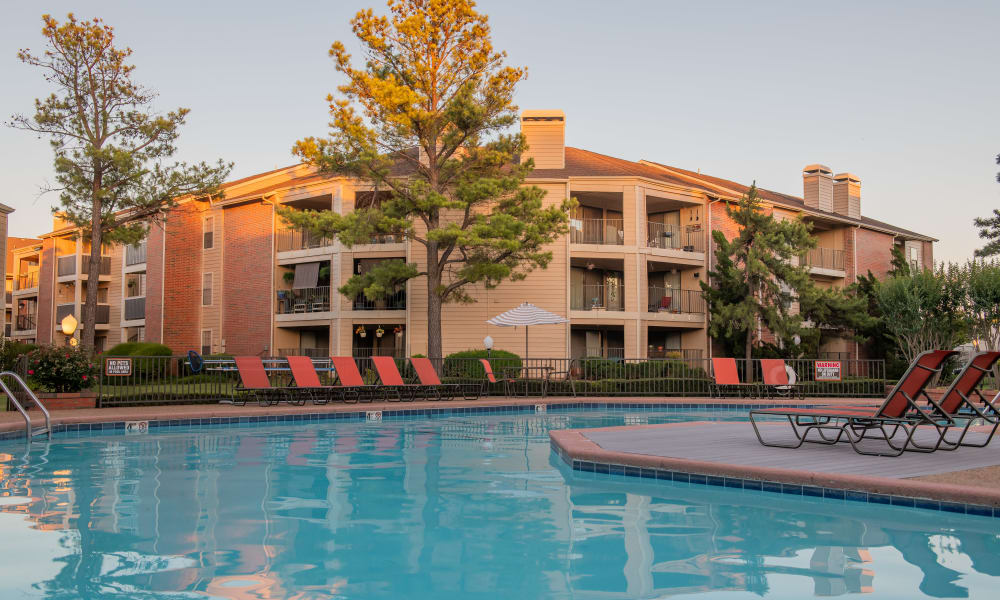 The community pool at Copperfield Apartments in Oklahoma City, OK