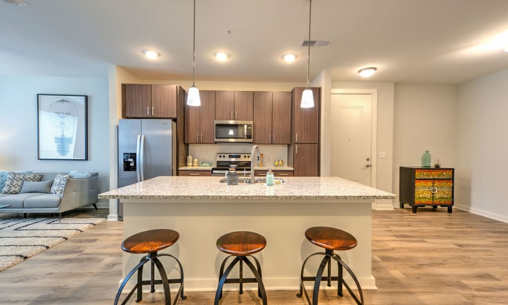 Kitchen at Apartments with breakfast bar at Luxor Club in Jacksonville, Florida