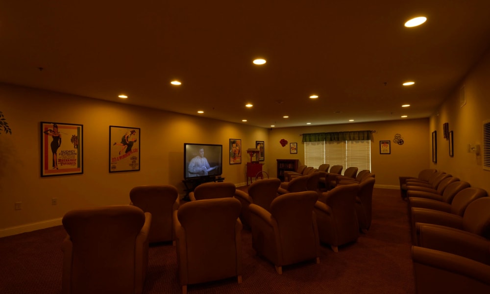 Media center with ample seating at Keystone Commons in Ludlow, Massachusetts