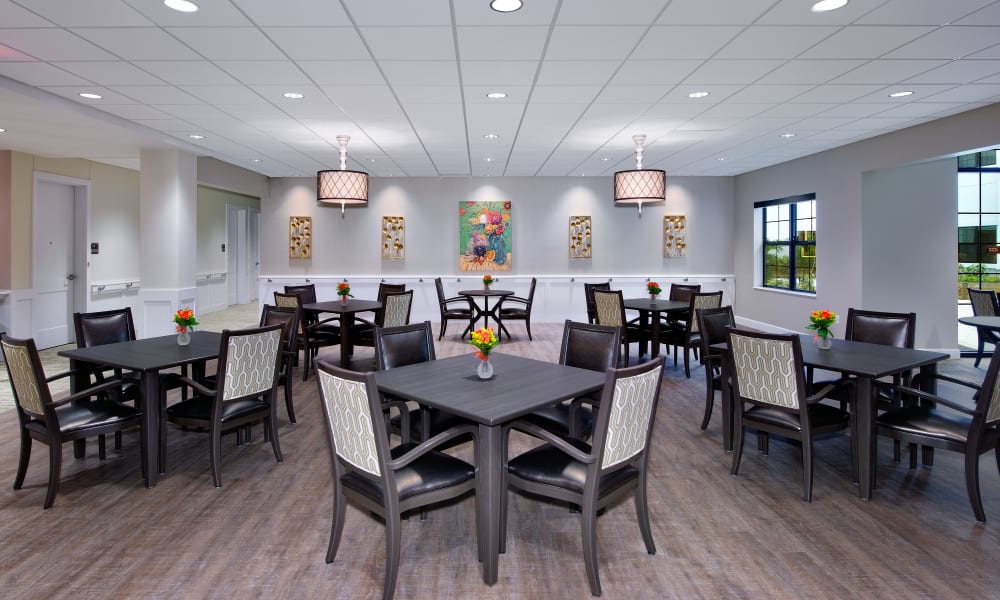 Enjoy your dinner at Keystone Place at Naples Preserve's dining room in Naples, Florida