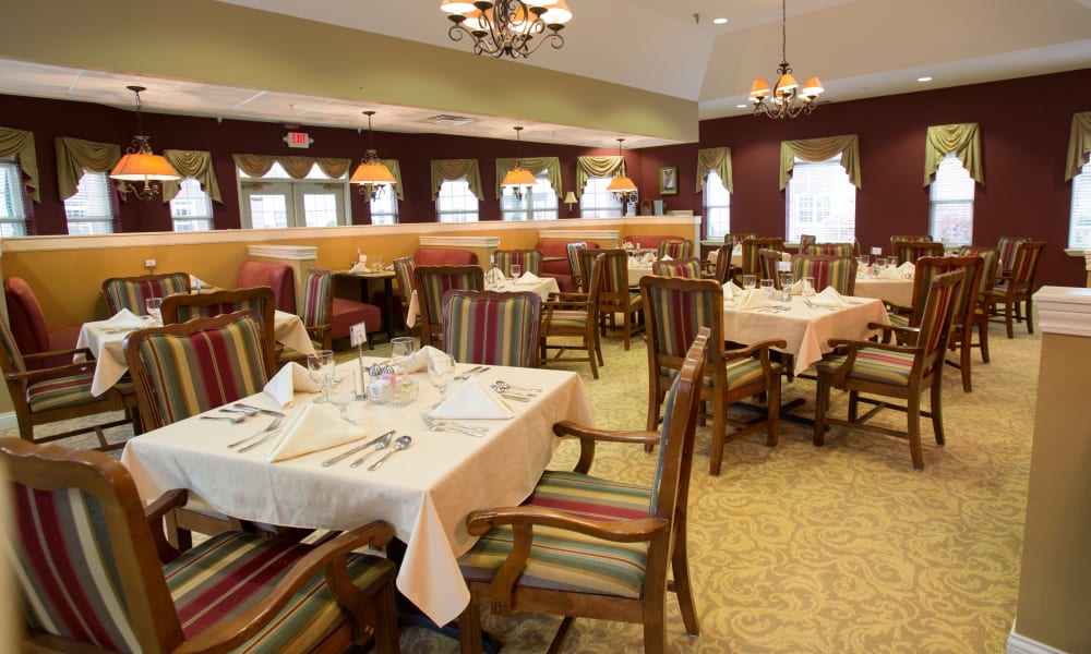 The dining room for residents at The Keystones of Cedar Rapids in Cedar Rapids, Iowa