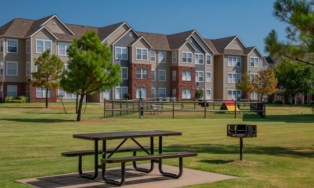 An outdoor grass area at The Park on Westpointe in Yukon, Oklahoma