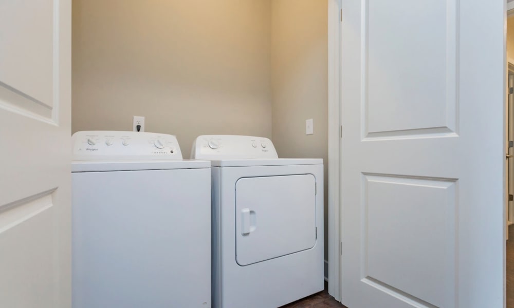 In-unit washer and dryer in a model home at Rivertop Apartments in Nashville, Tennessee