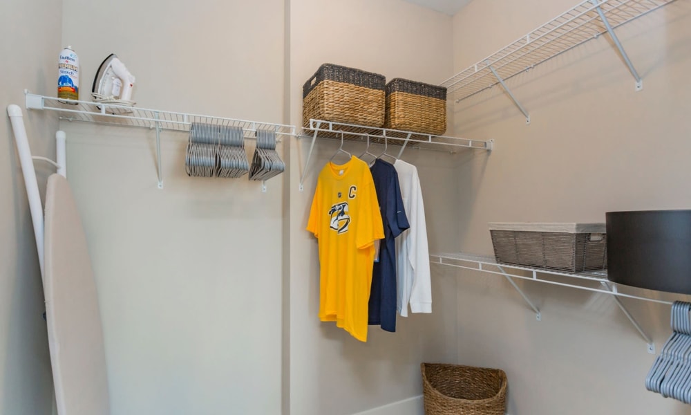 Laundry room in a model home at Rivertop Apartments in Nashville, Tennessee
