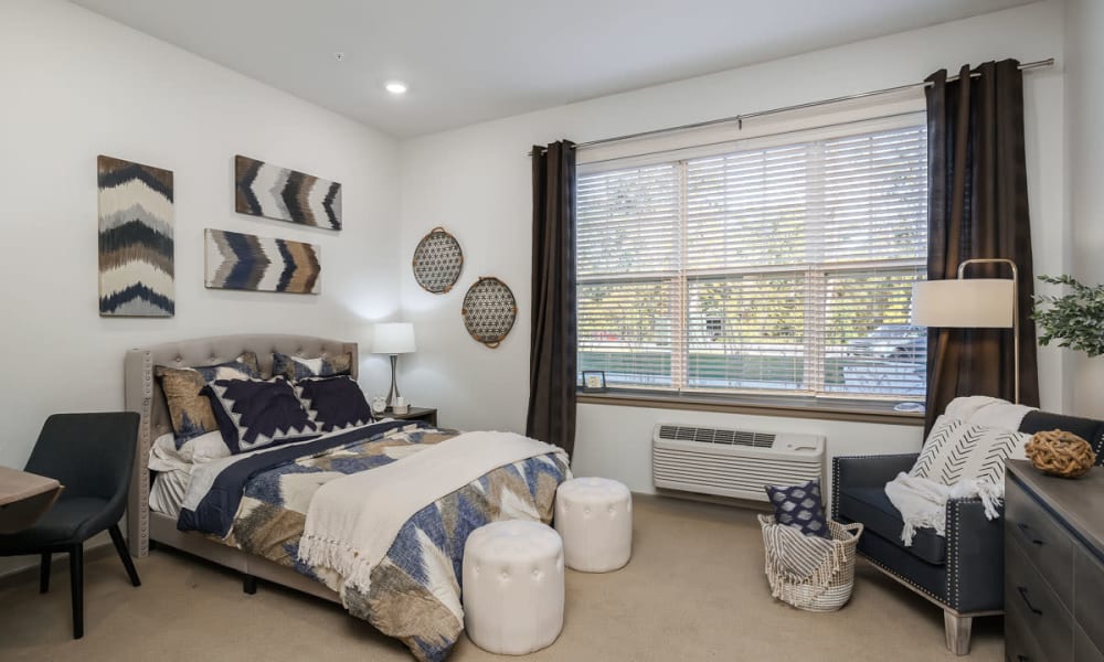 A spacious apartment bedroom at Anthology of Anderson Township in Cincinnati, Ohio