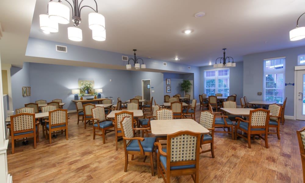 Resident dining room at Keystone Place at Terra Bella in Land O' Lakes, Florida.