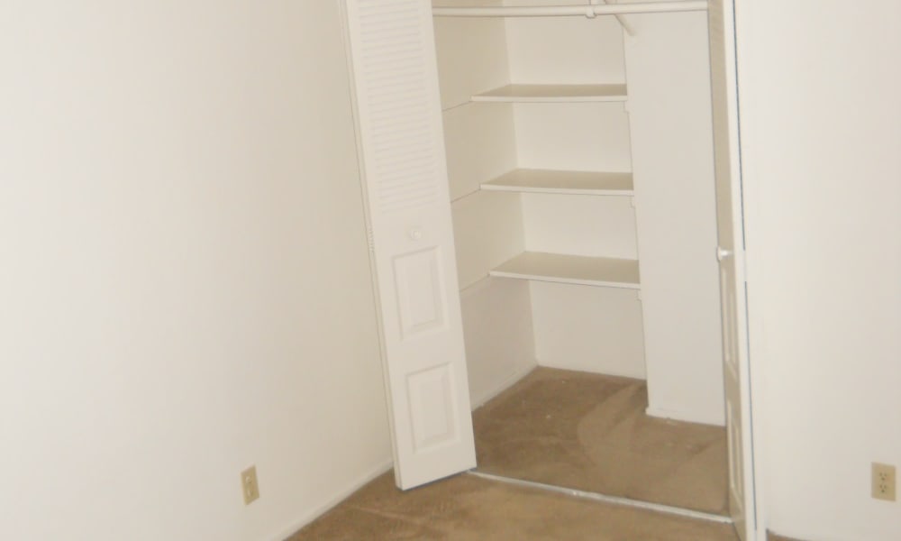 Spacious walk-in closets at River Court Apartments in Sacramento, CA