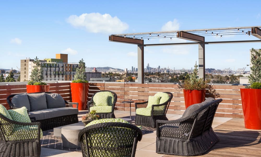Rooftop patio at Telegraph Arts in Oakland, California
