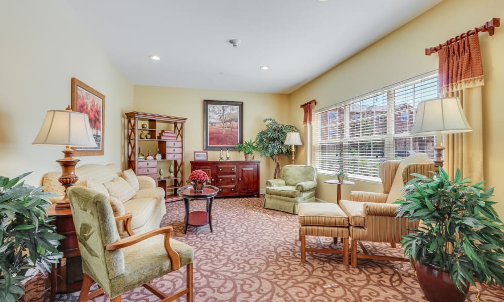 Inviting living room at Keystone Place at Legacy Ridge in Westminster, Colorado