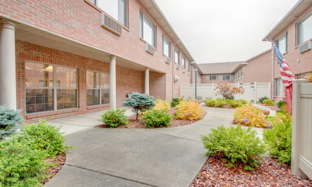 Interior courtyard at the center of Brentwood at LaPorte in La Porte, Indiana