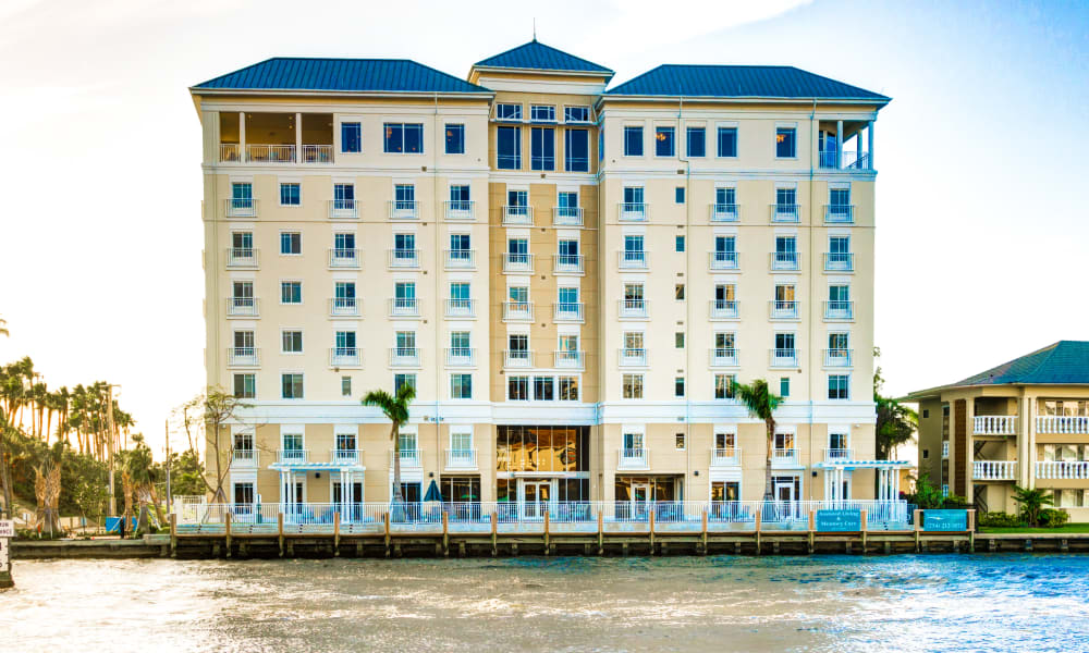 Grand view of The Meridian at Waterways on the river in Fort Lauderdale, Florida