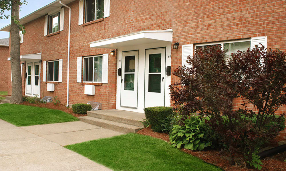 Beautiful brick exterior of Brockport Crossings Apartments & Townhomes in Brockport, New York
