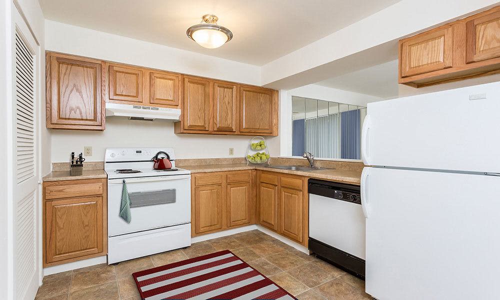 Bright, spacious kitchen at Emerald Springs Apartments in Painted Post, New York