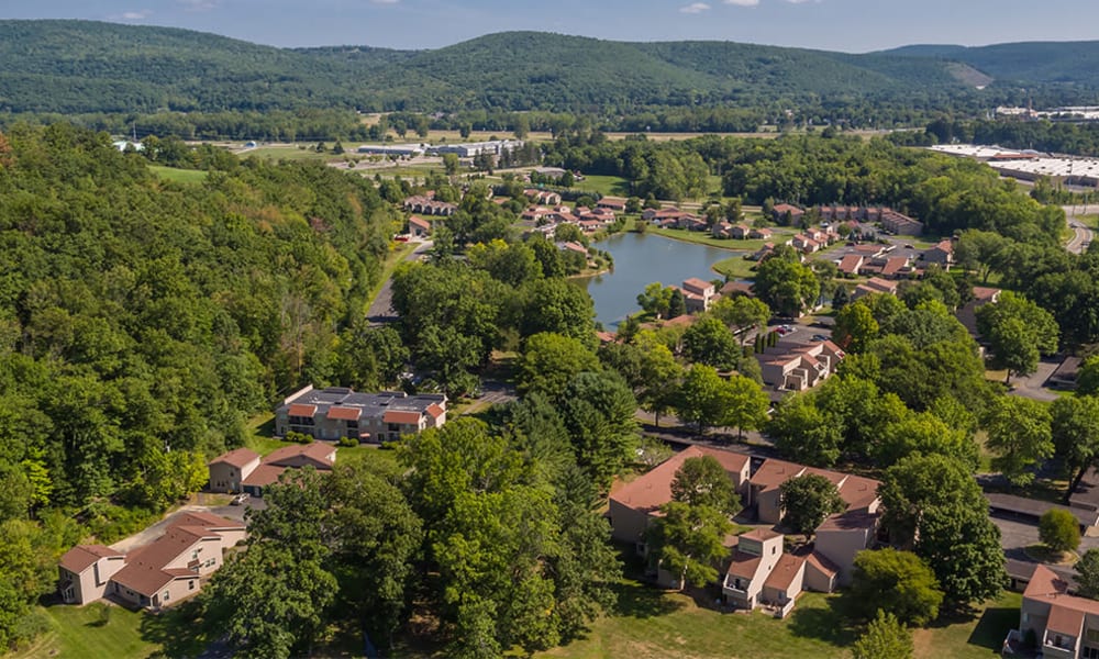Aerial view of Emerald Springs Apartments community located in Painted Post, New York