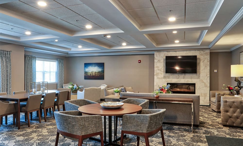 A clubhouse that is great for entertaining at Villa Capri Apartments in Rochester, New York