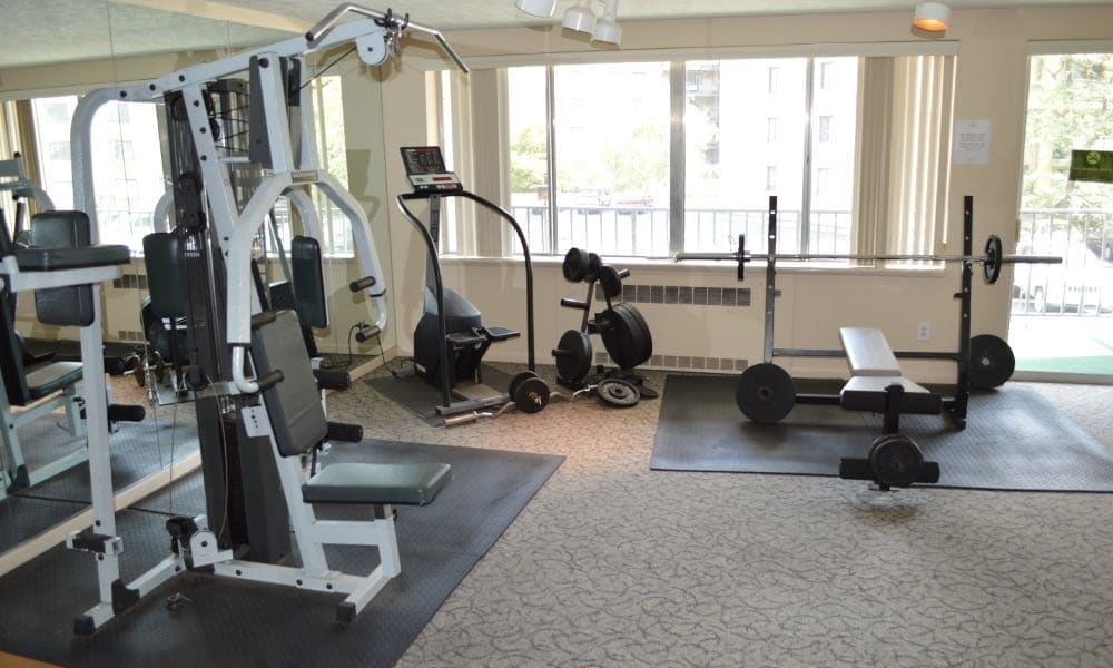 Fitness center at Oak Hill Terrace in Rochester, New York