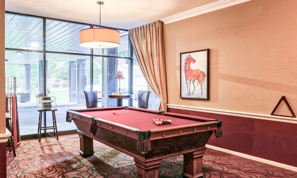 Billiard room at Oak Hill Terrace in Rochester, New York