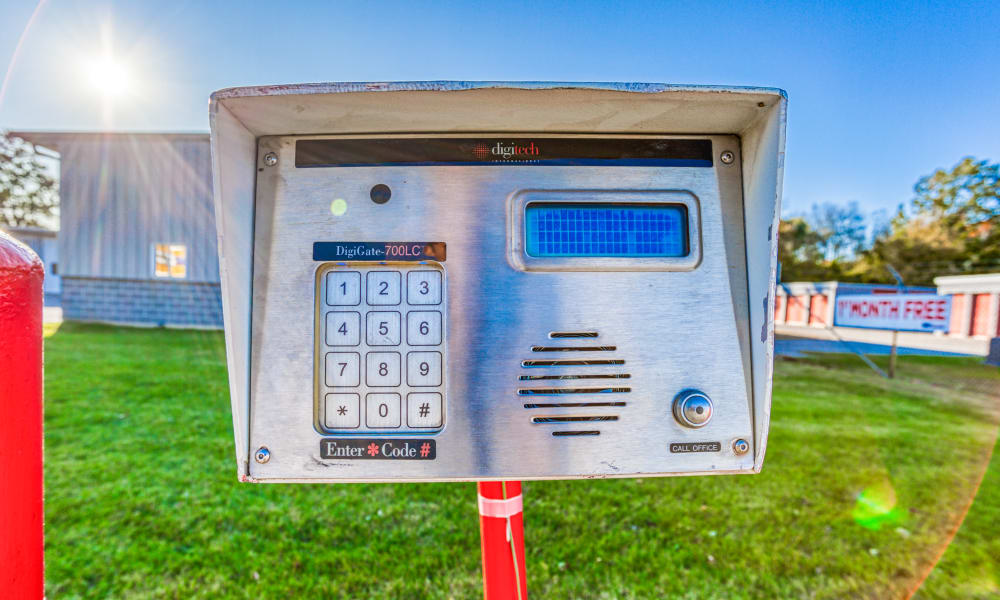 Keypad for gated entry at Devon Self Storage in Holland, Michigan
