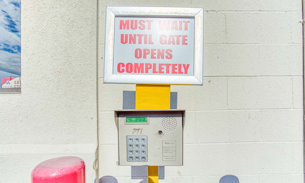 Keypad for gated entry at Devon Self Storage in Memphis, Tennessee