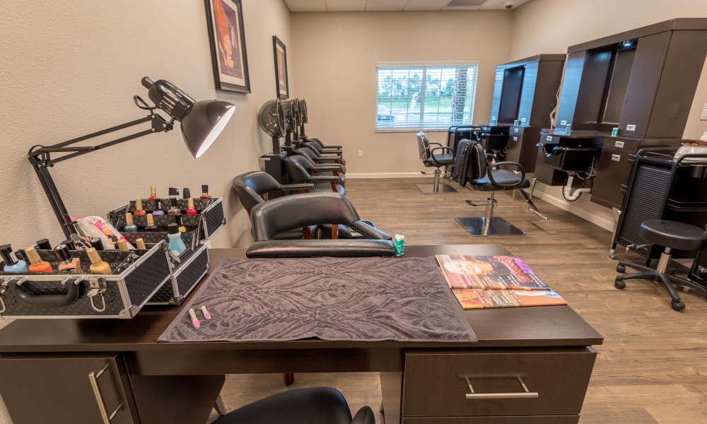 Onsite resident salon at Inspired Living Lewisville in Lewisville, Texas.