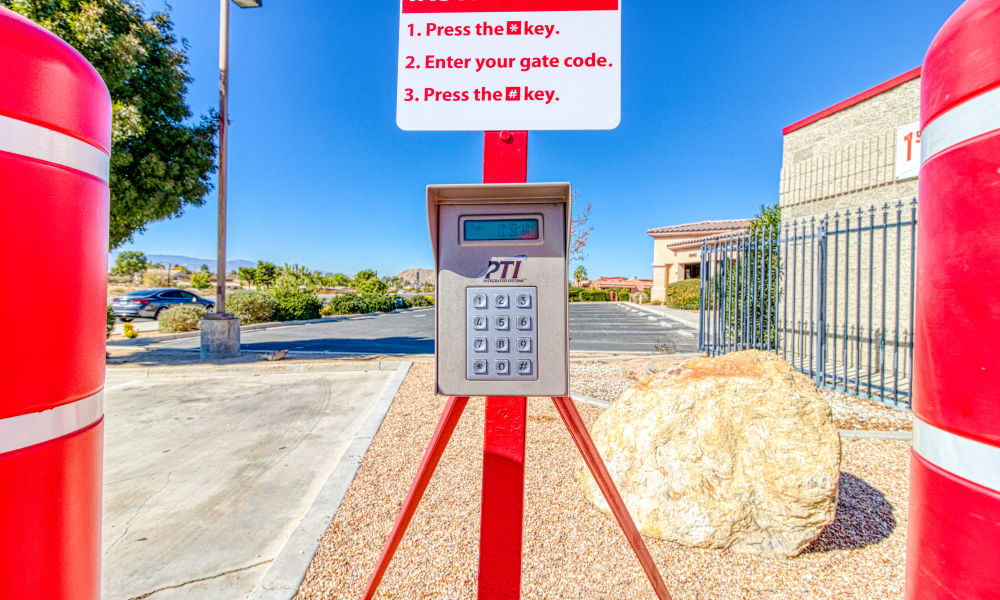 Security keypad at Devon Self Storage in Apple Valley, California
