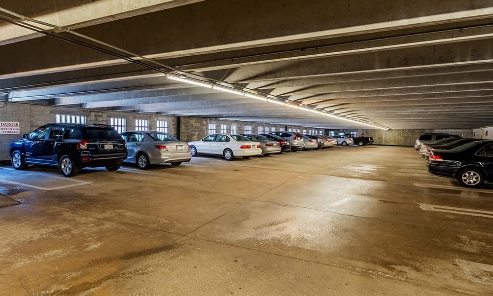 Parking garage at Maiden Bridge & Canongate Apartments in Pittsburgh, Pennsylvania