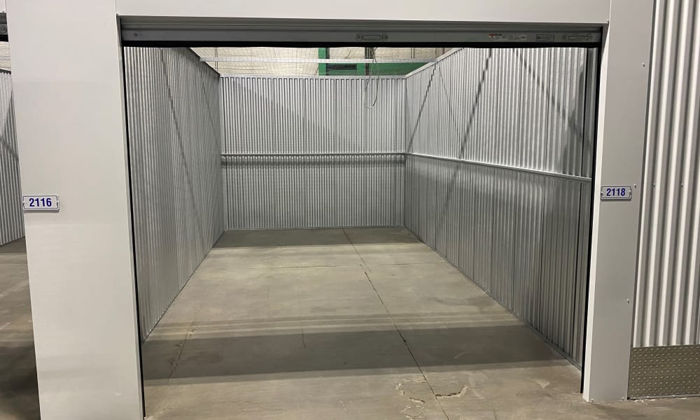 Open storage unit at Devon Self Storage in Cincinnati, Ohio