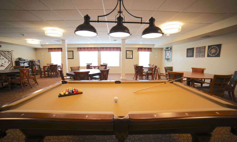 Pool table at Traditions of Hanover in Bethlehem, Pennsylvania