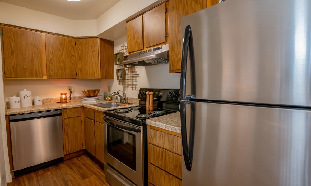 An apartment kitchen at Council Place Apartments in Oklahoma City, OK