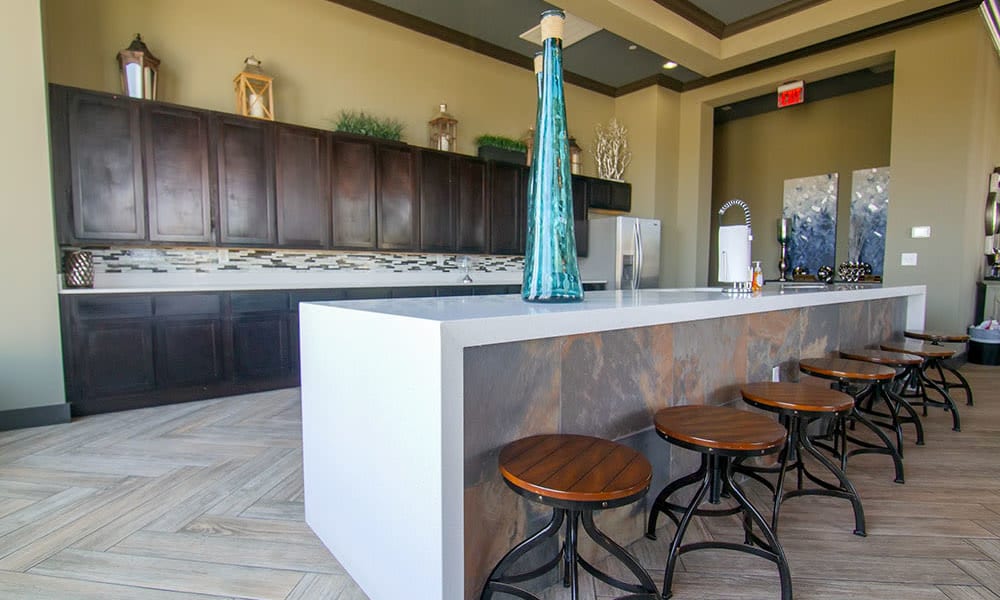 Demonstration kitchen for resident use in the clubhouse at Anatole on Briarwood in Midland, Texas