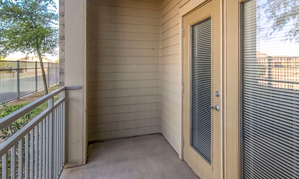Private balcony outside a model home at Anatole on Briarwood in Midland, Texas