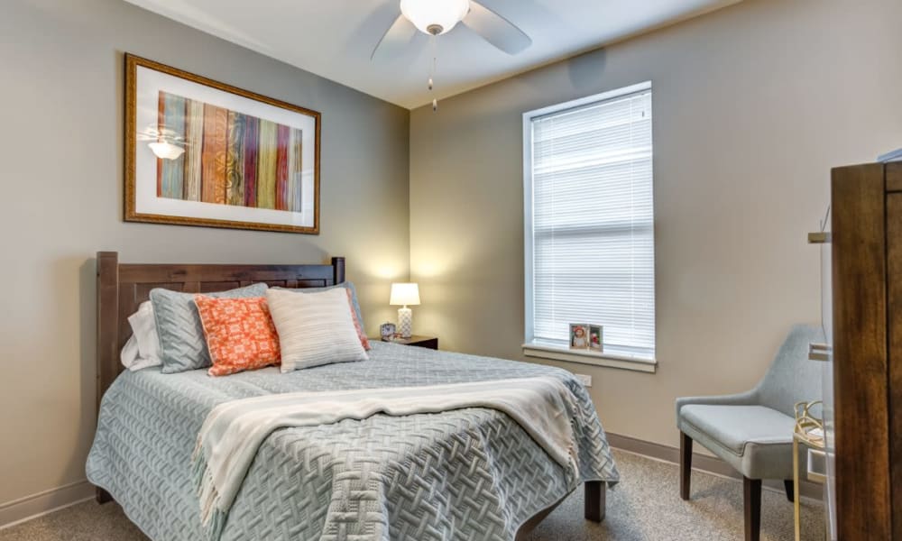 Resident bedroom at Anthology of Wheaton in Wheaton, Illinois